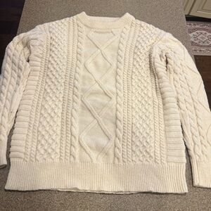 Aelfric Eden Cream Cable Knit Crewneck Sweater